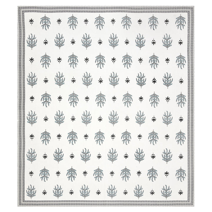Bella Casa Fashion & Retail Ltd BEDSHEET 87 X 108 Inch / Grey & Sky Blue / Cotton Double King Size Bedsheet with 2 Pillow Covers Motifs Printed Cotton Grey & Sky Blue Colour - Heritage Collection