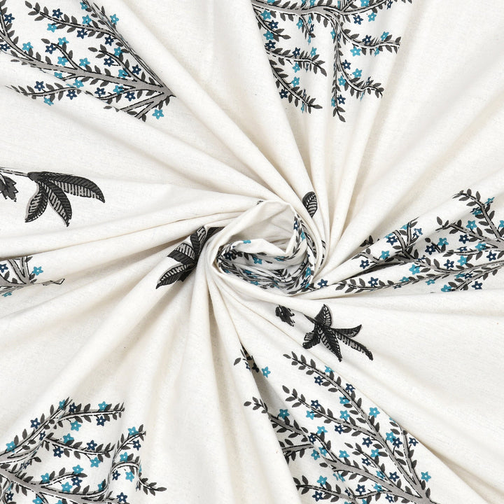 Bella Casa Fashion & Retail Ltd BEDSHEET 87 X 108 Inch / Grey & Sky Blue / Cotton Double King Size Bedsheet with 2 Pillow Covers Motifs Printed Cotton Grey & Sky Blue Colour - Heritage Collection