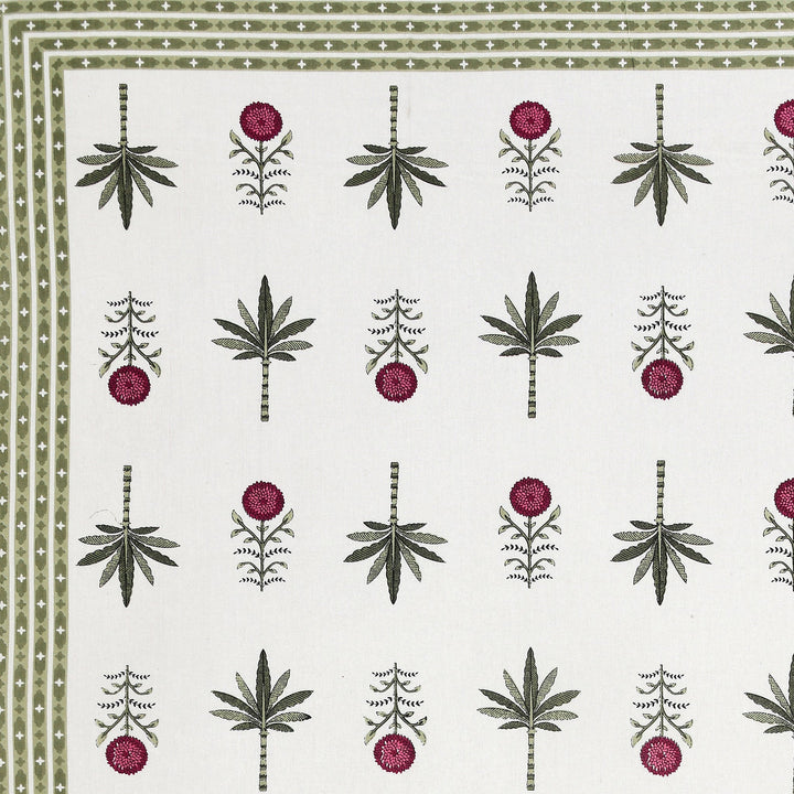 Bella Casa Fashion & Retail Ltd BEDSHEET 87 X 108 Inch / Magenta & Green / Cotton Double King Size Bedsheet with 2 Pillow Covers Motifs Printed Cotton Magenta & Green Colour - Heritage Collection