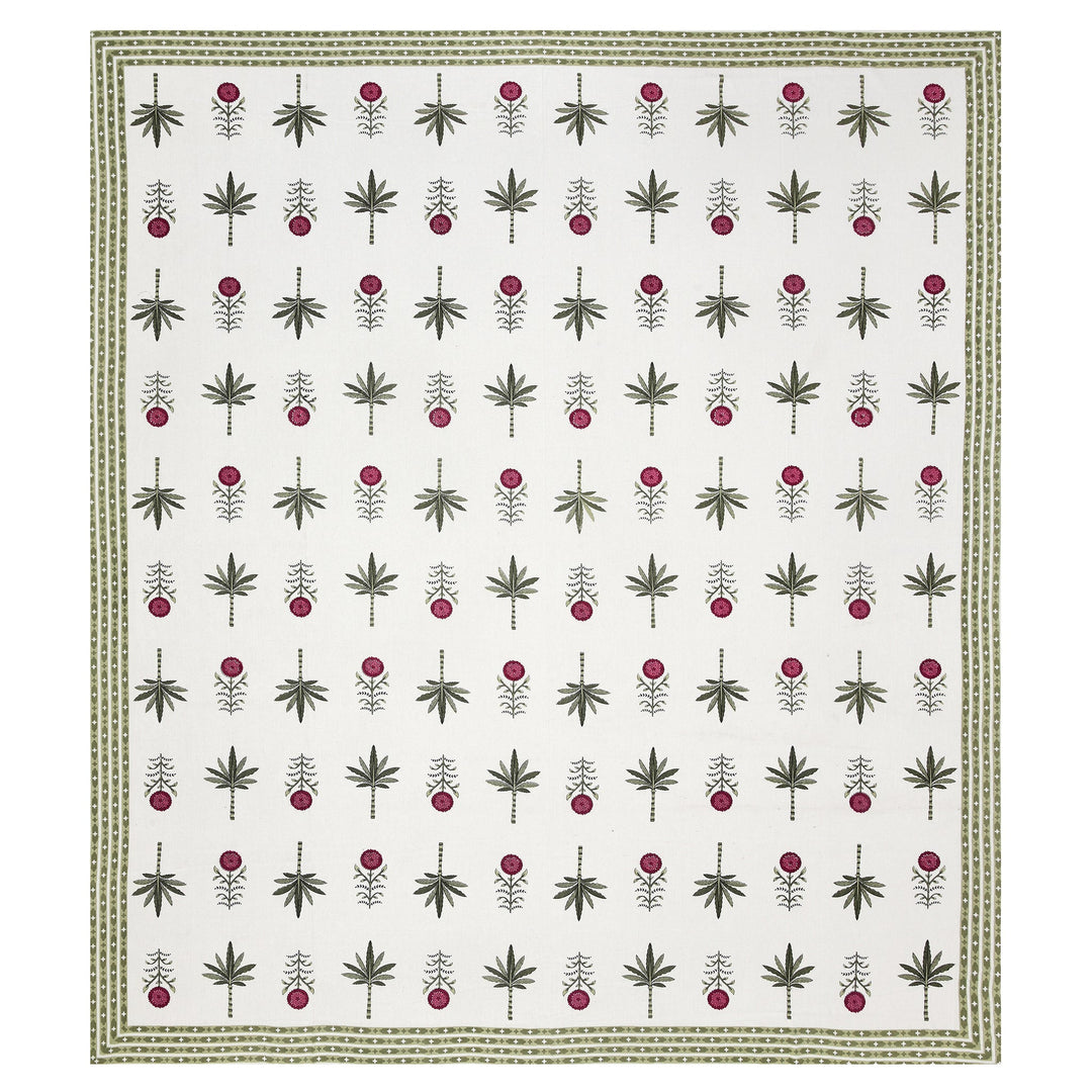Bella Casa Fashion & Retail Ltd BEDSHEET 87 X 108 Inch / Magenta & Green / Cotton Double King Size Bedsheet with 2 Pillow Covers Motifs Printed Cotton Magenta & Green Colour - Heritage Collection