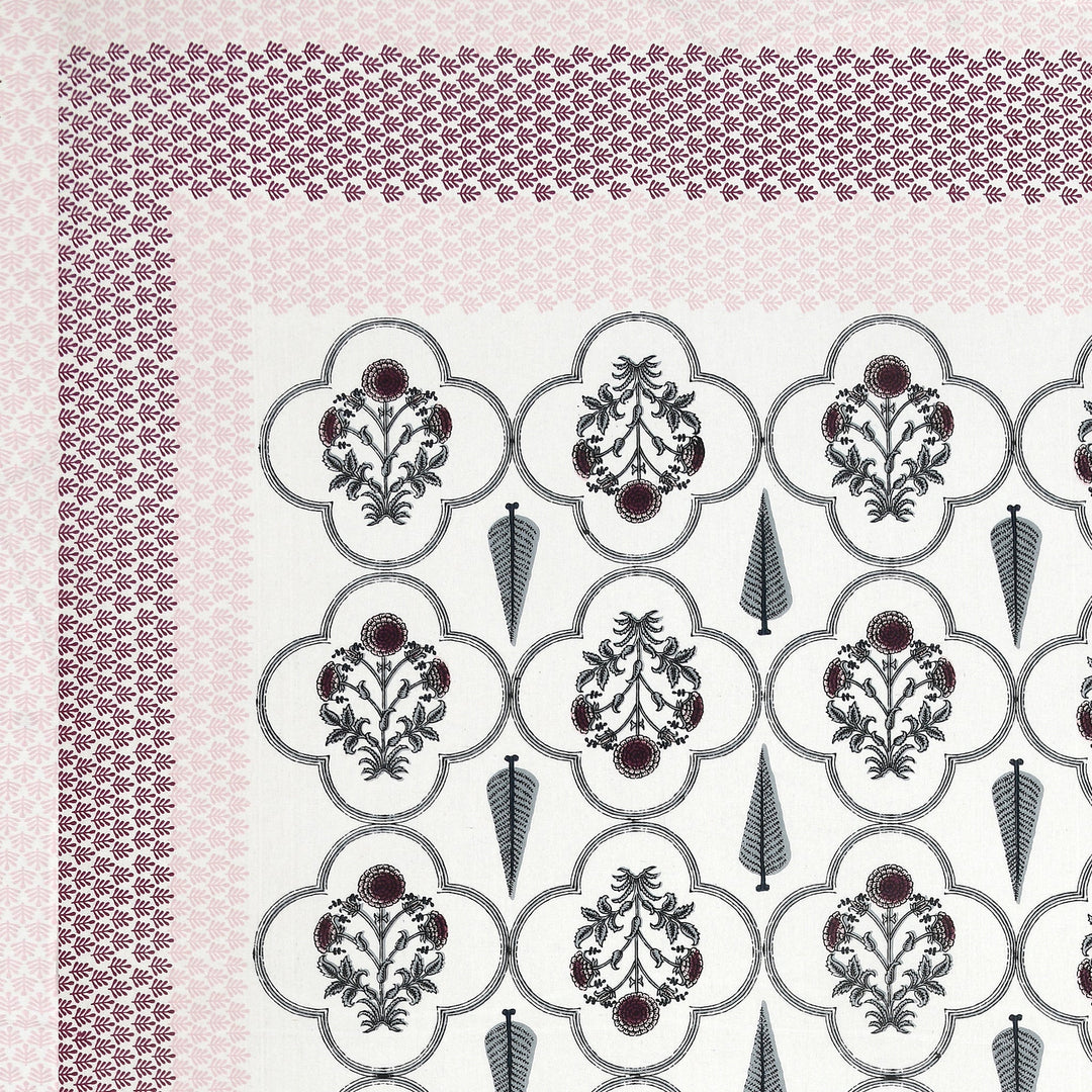 Bella Casa Fashion & Retail Ltd BEDSHEET 87 X 108 Inch / Maroon & Grey / Cotton Double King Size Bedsheet with 2 Pillow Covers Motifs Printed Cotton Maroon & Grey Colour - Heritage Collection