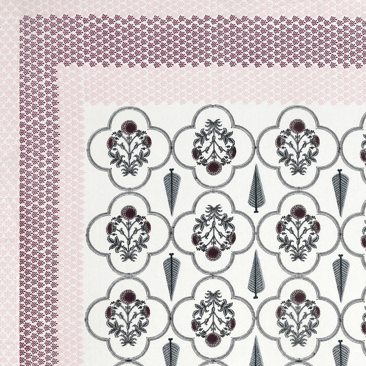 Bella Casa Fashion & Retail Ltd BEDSHEET 87 X 108 Inch / Maroon & Grey / Cotton Double King Size Bedsheet with 2 Pillow Covers Motifs Printed Cotton Maroon & Grey Colour - Heritage Collection