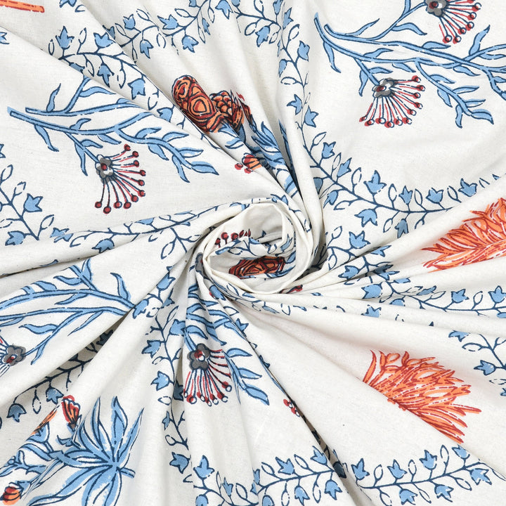Bella Casa Fashion & Retail Ltd BEDSHEET 87 X 108 Inch / Multi / Cotton Double King Size Bedsheet with 2 Pillow Covers Motifs Printed Cotton Multi Colour - Heritage Collection