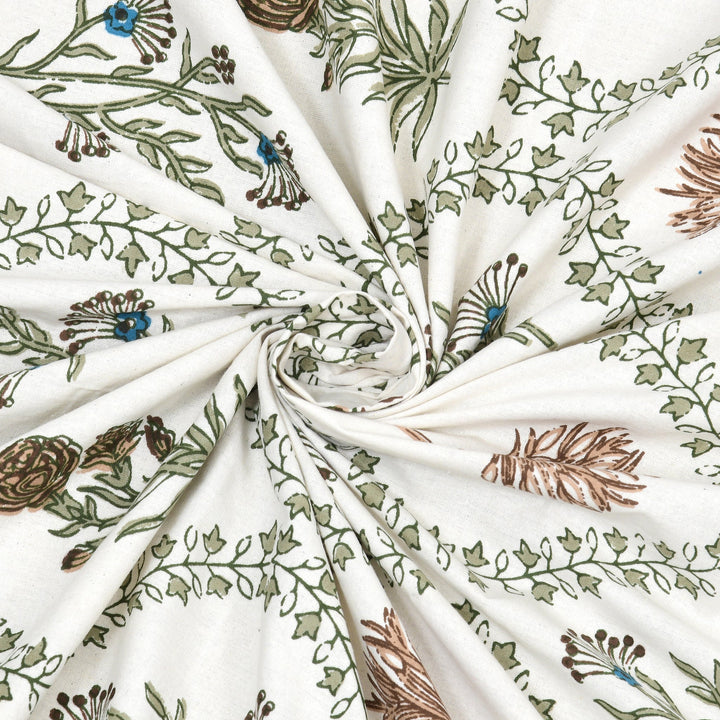 Bella Casa Fashion & Retail Ltd BEDSHEET 87 X 108 Inch / Multi / Cotton Double King Size Bedsheet with 2 Pillow Covers Motifs Printed Cotton Multi Colour - Heritage Collection