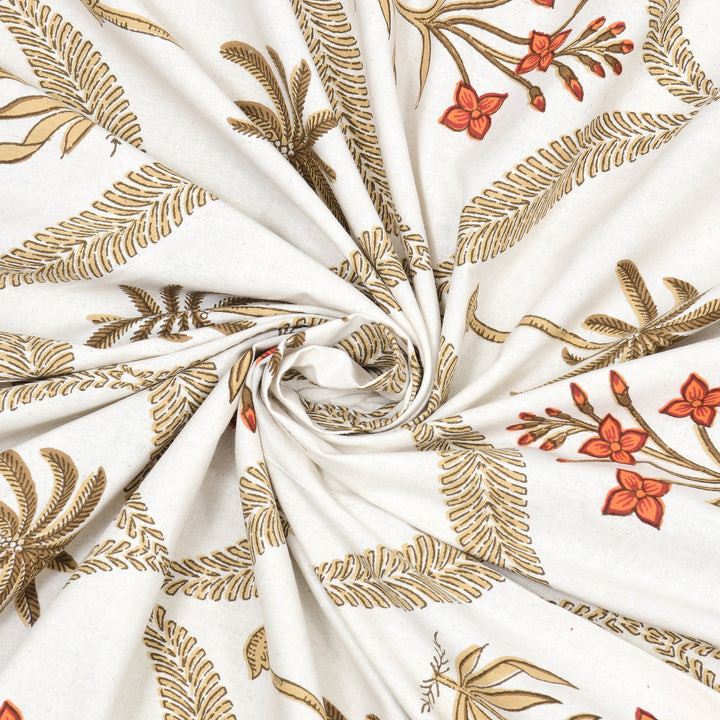 Bella Casa Fashion & Retail Ltd BEDSHEET 87 X 108 Inch / Rust & Brown / Cotton Double King Size Bedsheet with 2 Pillow Covers Motifs Printed Cotton Rust & Brown Colour - Heritage Collection