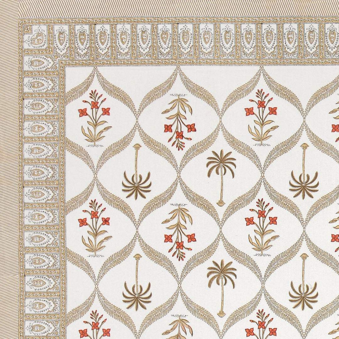 Bella Casa Fashion & Retail Ltd BEDSHEET 87 X 108 Inch / Rust & Brown / Cotton Double King Size Bedsheet with 2 Pillow Covers Motifs Printed Cotton Rust & Brown Colour - Heritage Collection
