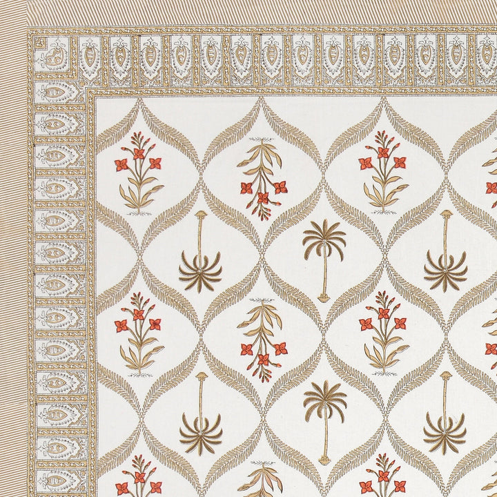 Bella Casa Fashion & Retail Ltd BEDSHEET 87 X 108 Inch / Rust & Brown / Cotton Double King Size Bedsheet with 2 Pillow Covers Motifs Printed Cotton Rust & Brown Colour - Heritage Collection