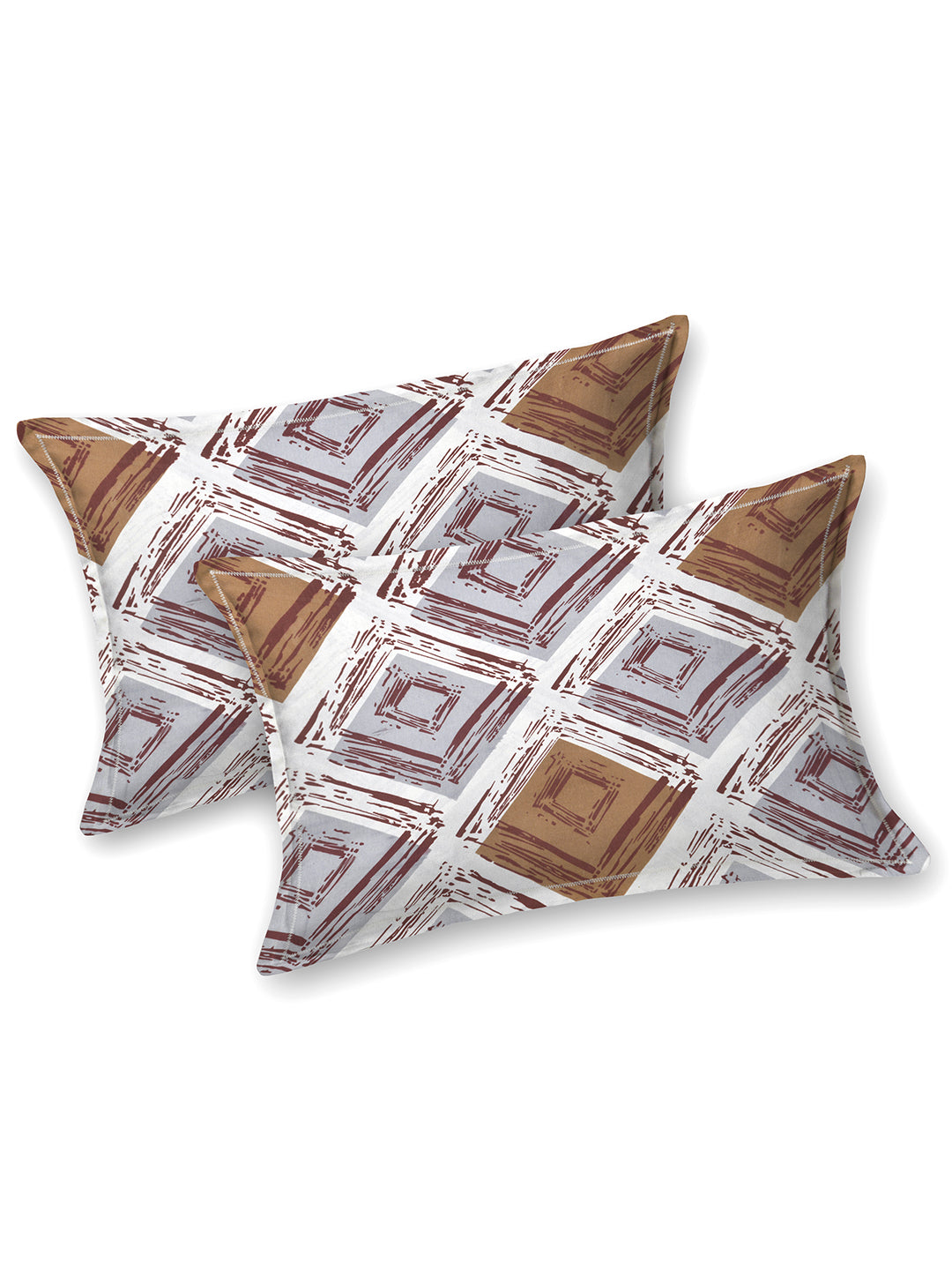 Bella Casa Fashion & Retail Ltd BEDSHEET 88 X 96 Inch / Brown / Cotton Double Bedsheet with 2 Pillow Covers Cotton Abstract Design Brown Colour - Element Collection