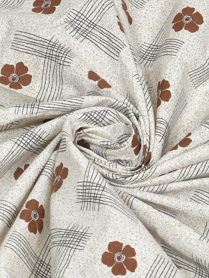 Bella Casa Fashion & Retail Ltd BEDSHEET 88 X 96 Inch / Brown / Cotton Double Bedsheet with 2 Pillow Covers Cotton Abstract Design Brown Colour - Element Collection