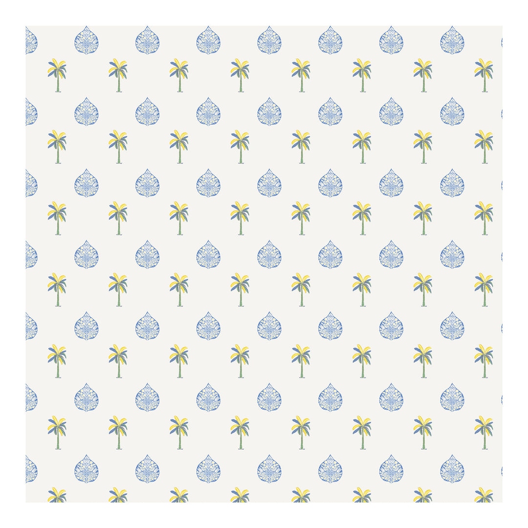 Bella Casa Fashion & Retail Ltd BEDSHEET 90 X 108 Inch / Blue & Off White / Cotton Double King Size Bedsheet Set Cotton with 2 Pillow Covers Motifs Design Blue & Off White Colour - Heritage Collection