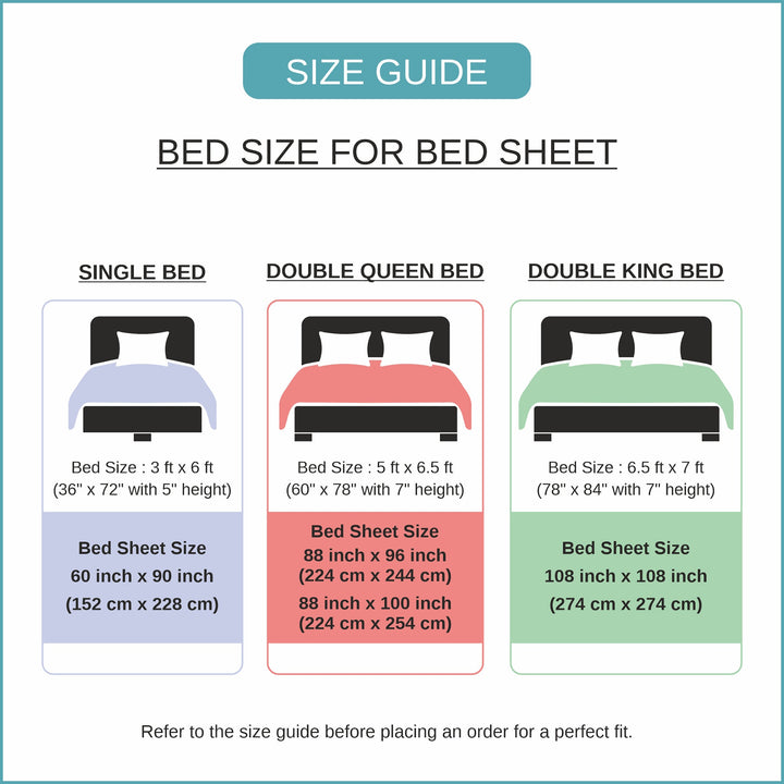 Bella Casa Fashion & Retail Ltd BEDSHEET 90 X 108 Inch / Orange & Off White / Cotton Double King Size Bedsheet Set Cotton with 2 Pillow Covers Motifs Design Orange & Off White Colour - Heritage Collection