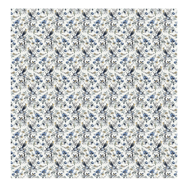 Bella Casa Fashion & Retail Ltd BEDSHEET 95 X 107 Inch / Blue & Grey / Cotton Double King Size Bedsheet Set Cotton with 2 Pillow Covers Floral Design Blue & Grey Colour - Snow Petals Collection