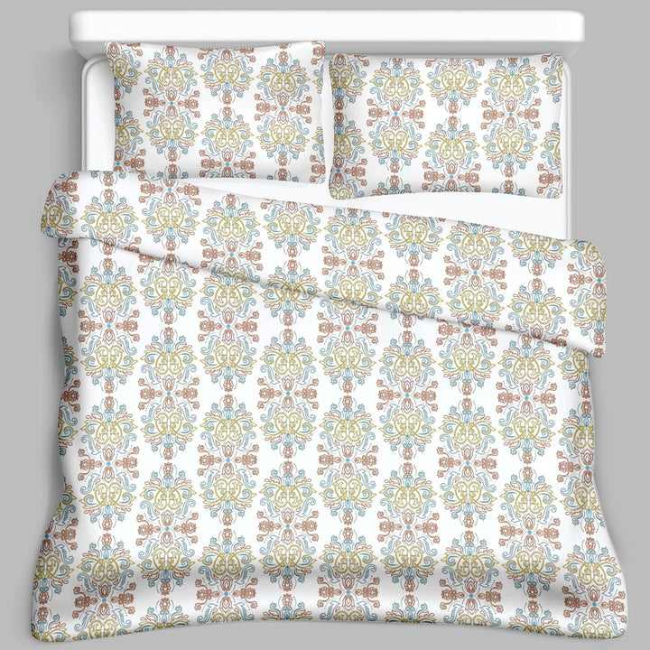 Bella Casa Fashion & Retail Ltd  BEDSHEET Double King Size Bedsheet with 2 Pillow Covers Cotton Floral Design Multi Colour - Sunshine Collection