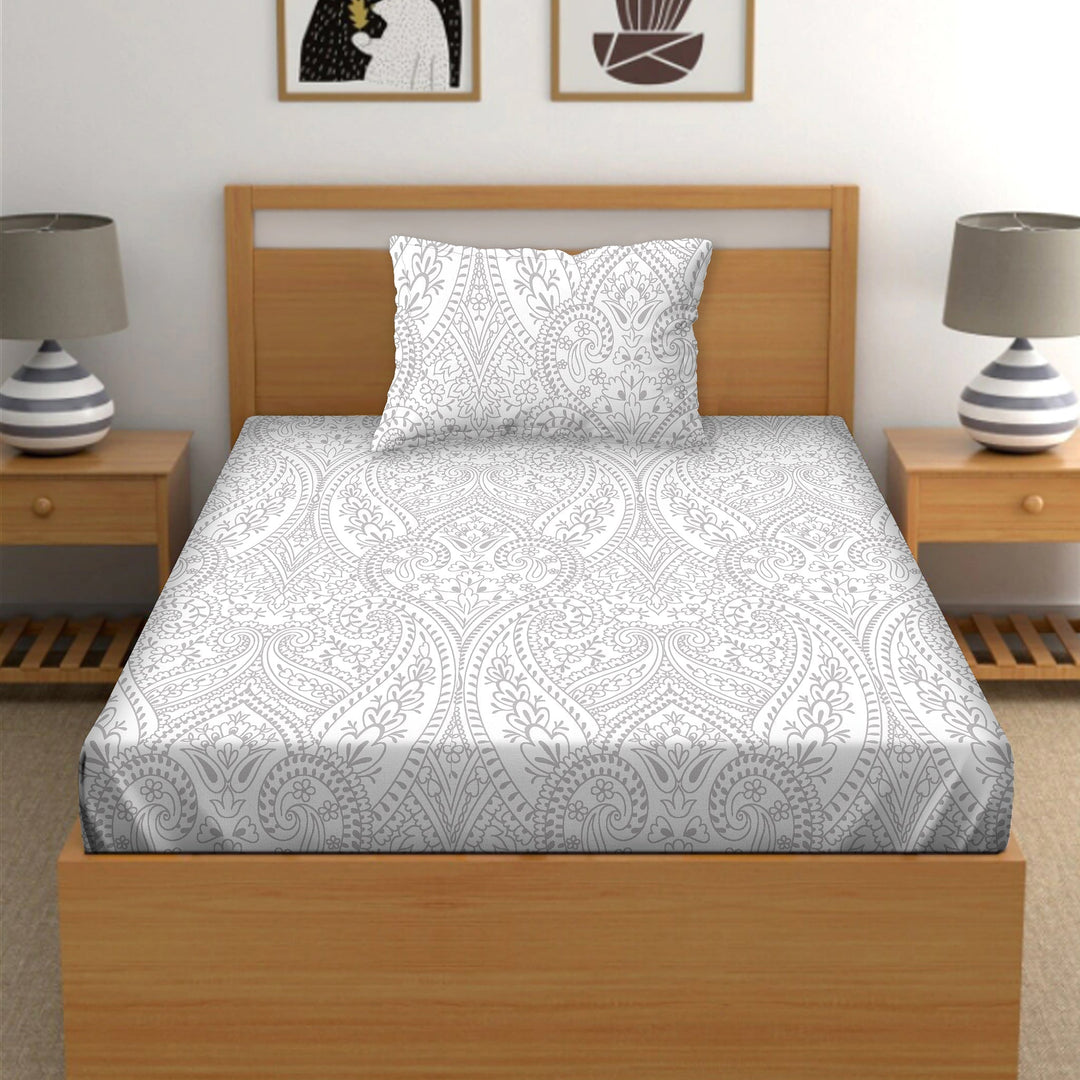 Bella Casa Fashion & Retail Ltd BEDSHEET Single Bedsheet Set 100% Premium Cotton Brown & Grey Colour [Pack of 2 Bedsheet Set] - Orra Collection