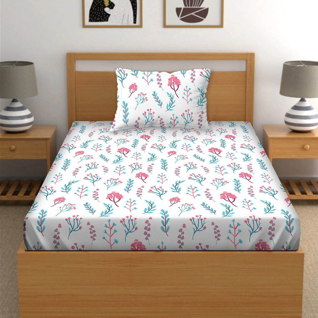 Bella Casa Fashion & Retail Ltd BEDSHEET Single Bedsheet Set 100% Premium Cotton Pink & Brown Colour [Pack of 2 Bedsheet Set] - Orra Collection
