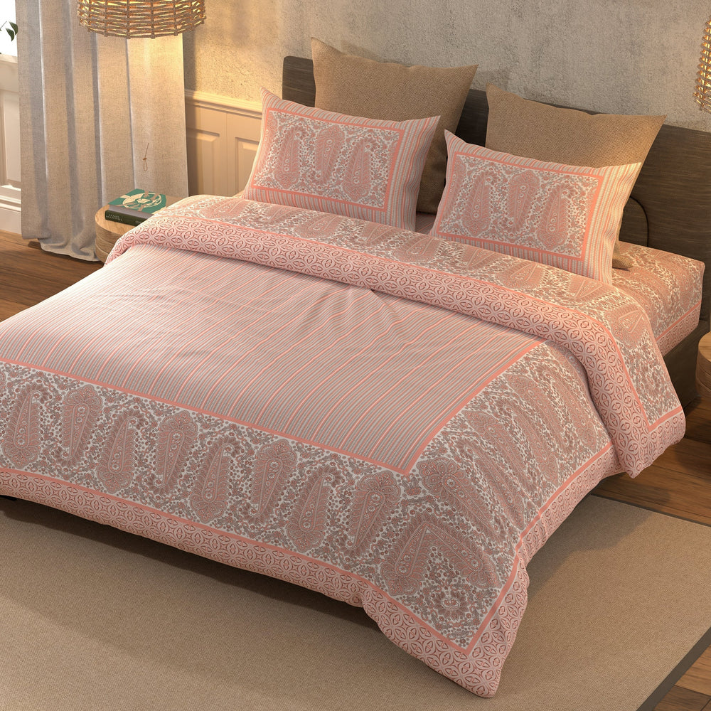Bella Casa Fashion & Retail Ltd  BEDSHEET Super King Size Bedsheet with 2 Pillow Covers 100 % Cottton Pink Colour - Amer Collection