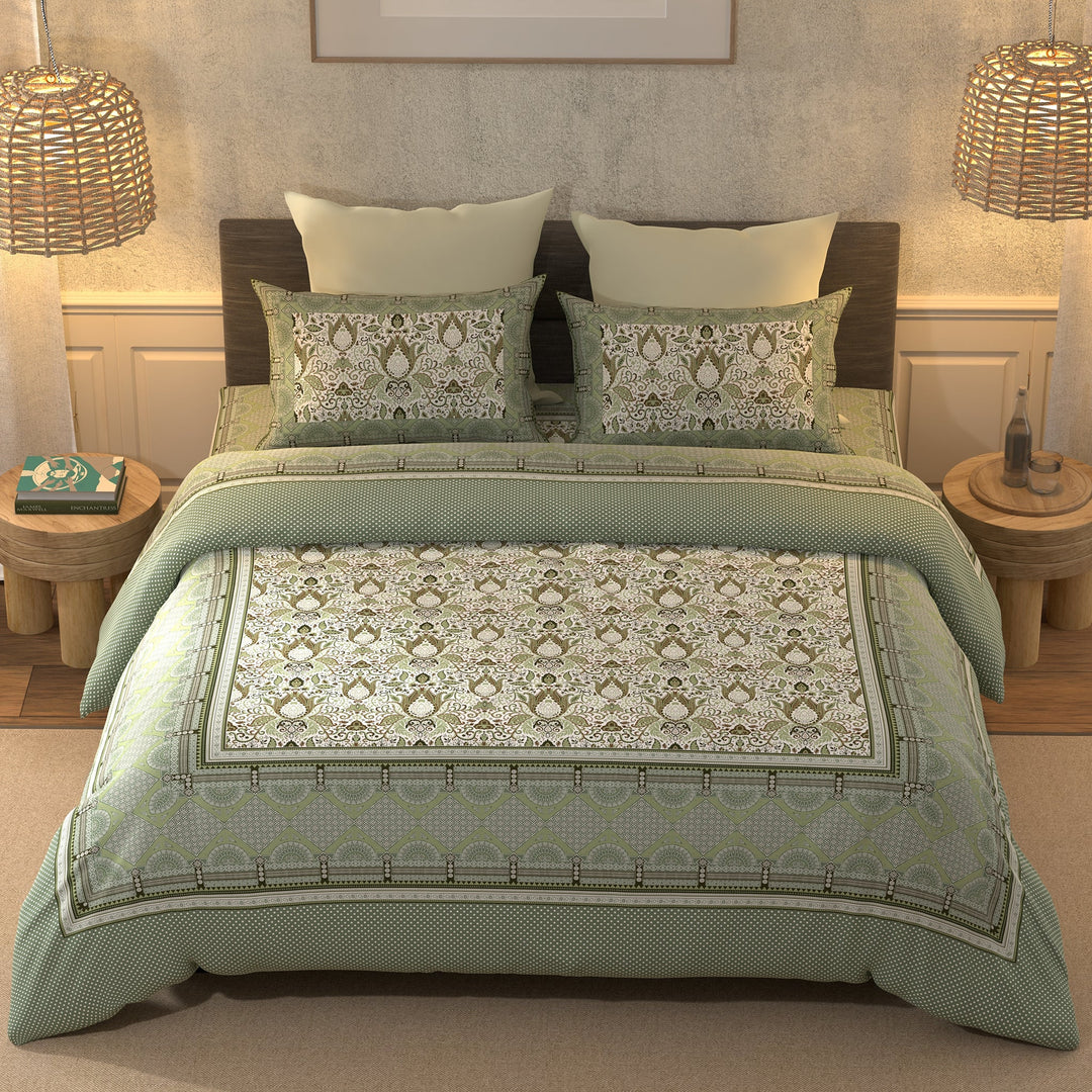 Bella Casa Fashion & Retail Ltd  BEDSHEET Super King Size Bedsheet with 2 Pillow Covers 100 % Cottton Teal Colour - Amer Collection