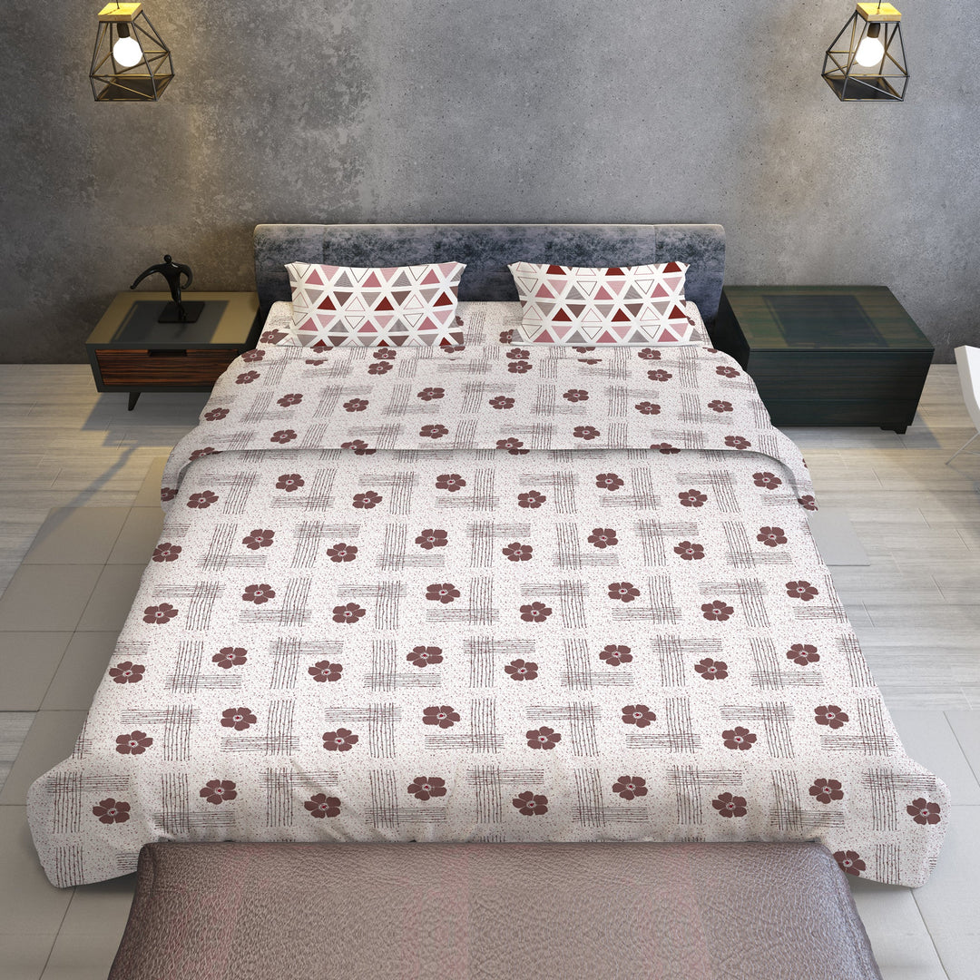 Bella Casa Fashion & Retail Ltd  Cotton King Size Bedsheets 88 X 96 Inch / Red / Cotton Double King Size Bedsheet Cotton with 2 Pillow Covers Floral Design Red Colour - Genteel Collection