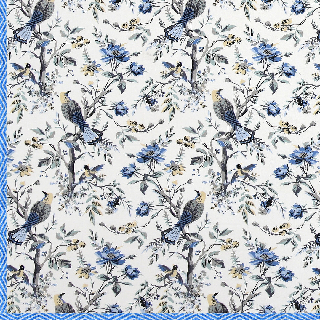 Bella Casa Fashion & Retail Ltd Dohar 60 X 90 Inch / Blue & Grey / Cotton Single Cotton Dohar/AC Blanket Cotton | Blue & Grey Colored Reversible Floral Printed | Size: 152 X 228 CM - Lotus Bloom Collection
