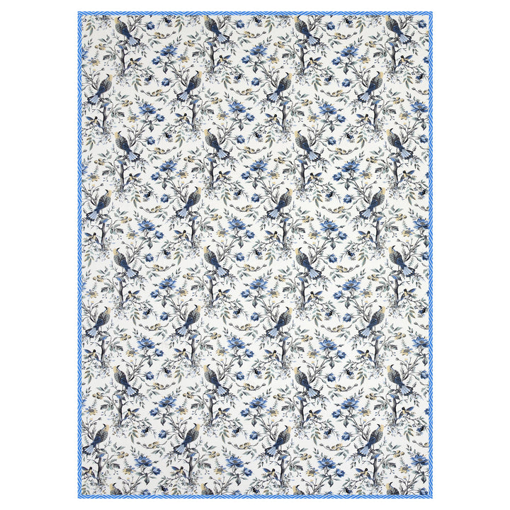 Bella Casa Fashion & Retail Ltd Dohar 60 X 90 Inch / Blue & Grey / Cotton Single Cotton Dohar/AC Blanket Cotton | Blue & Grey Colored Reversible Floral Printed | Size: 152 X 228 CM - Lotus Bloom Collection