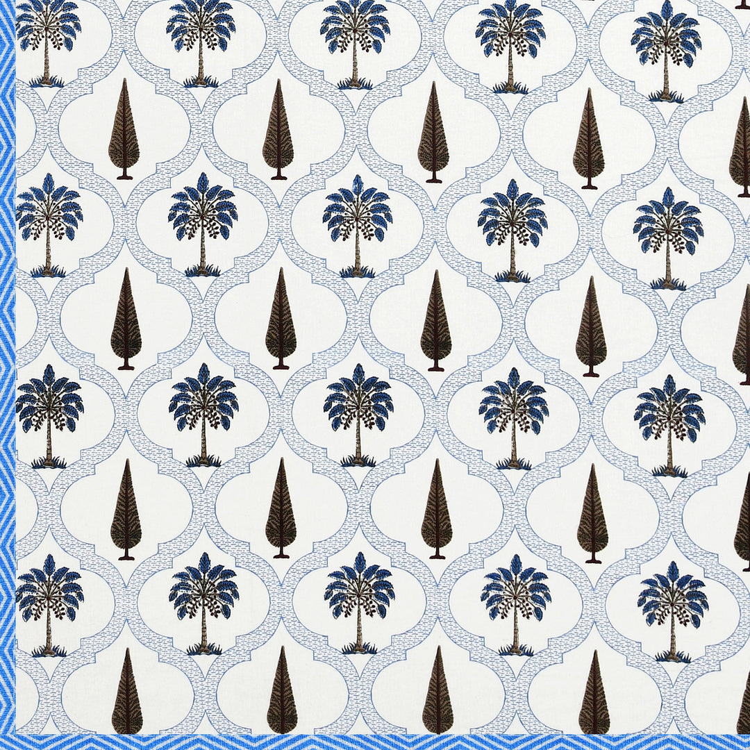 Bella Casa Fashion & Retail Ltd Dohar 60 X 90 Inch / Blue & White / Cotton Single Cotton Dohar/AC Blanket Cotton | Blue & White Colored Reversible Floral Printed | Size: 152 X 228 CM - Lotus Bloom Collection