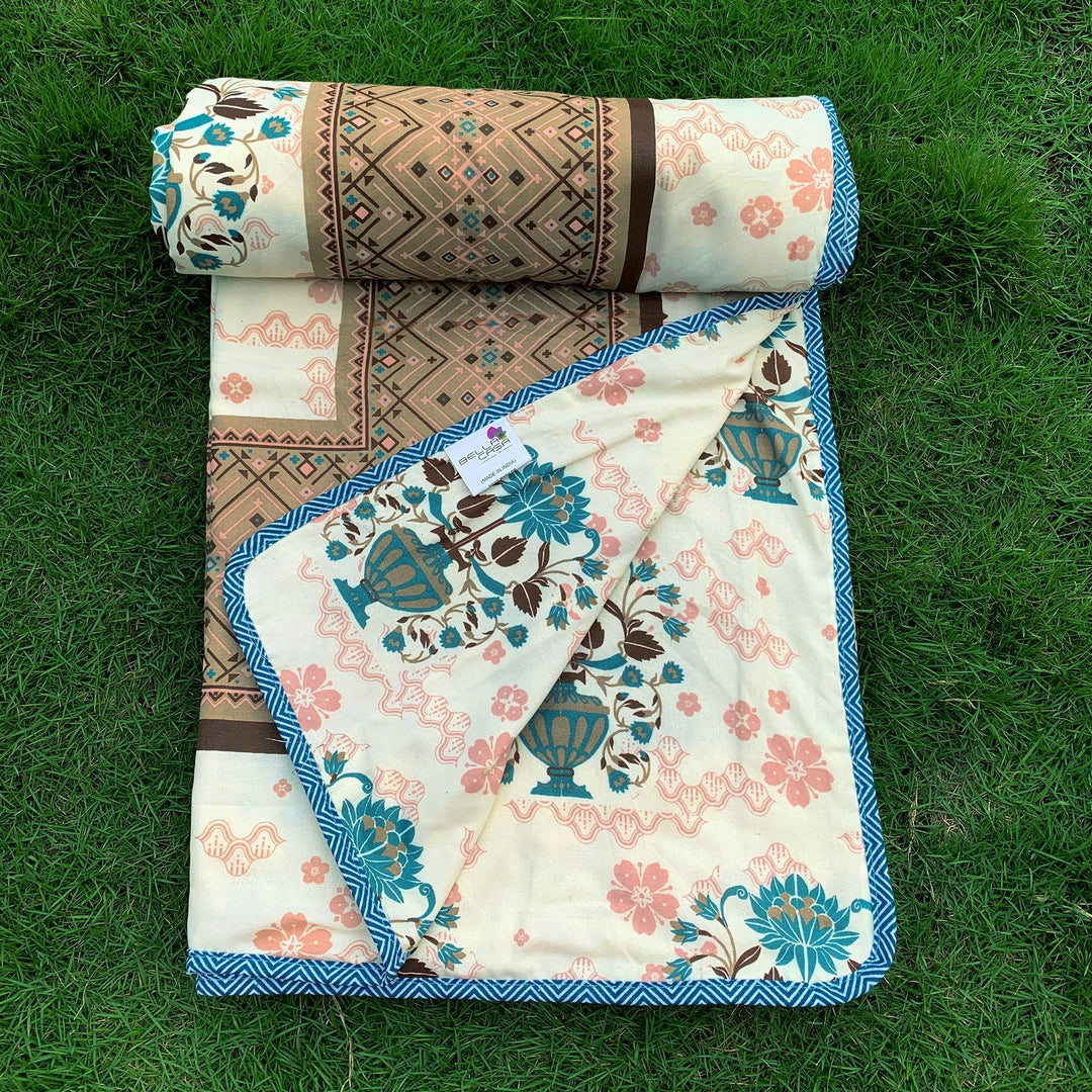 Bella Casa Fashion & Retail Ltd  Dohar 60 X 90 Inch / Brown / Cotton Single Dohar / AC Blanket Reversible| Size: 152 X 228 CM - Canva Collection