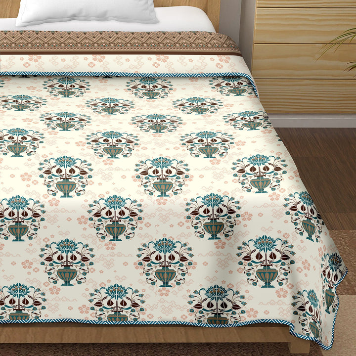 Bella Casa Fashion & Retail Ltd  Dohar 60 X 90 Inch / Brown / Cotton Single Dohar / AC Blanket Reversible| Size: 152 X 228 CM - Canva Collection