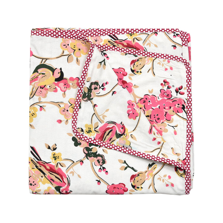 Bella Casa Fashion & Retail Ltd Dohar 60 X 90 Inch / Magenta & Yellow / Cotton Single Dohar/AC Blanket Cotton | Magenta & Yellow Colored Floral Printed | Size: 152 X 228 CM - Lotus Bloom Collection