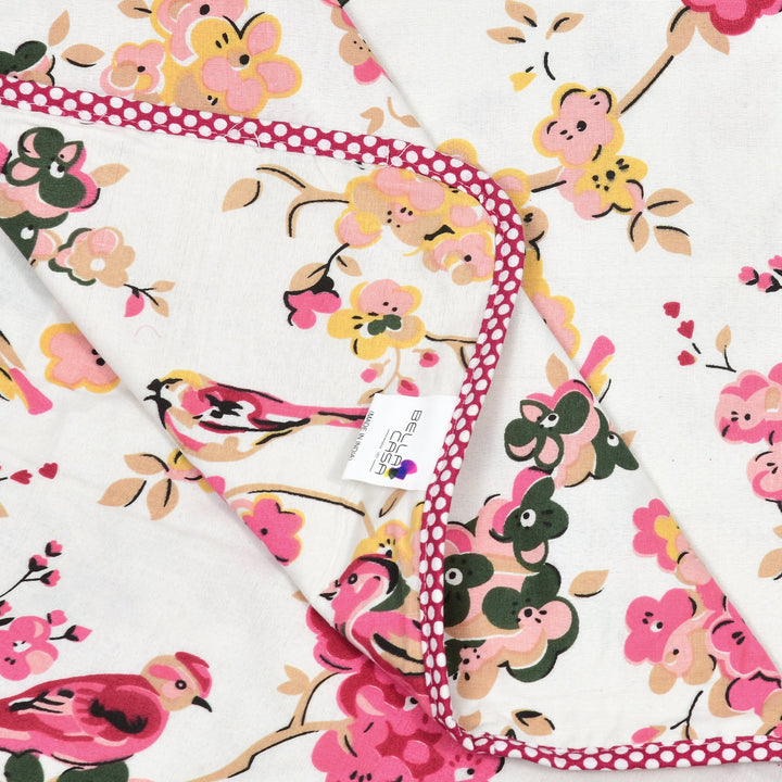 Bella Casa Fashion & Retail Ltd Dohar 60 X 90 Inch / Magenta & Yellow / Cotton Single Dohar/AC Blanket Cotton | Magenta & Yellow Colored Floral Printed | Size: 152 X 228 CM - Lotus Bloom Collection