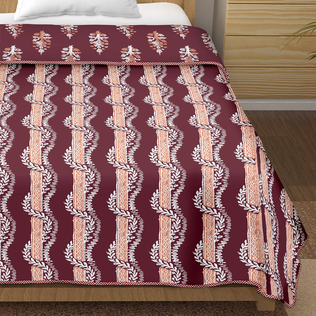 Bella Casa Fashion & Retail Ltd  Dohar 60 X 90 Inch / Maroon / Cotton Single Dohar / AC Blanket Reversible| Size: 152 X 228 CM - Canva Collection