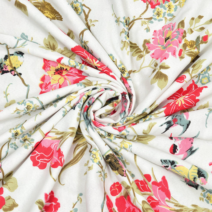 Bella Casa Fashion & Retail Ltd Dohar 60 X 90 Inch / Multi / Cotton Single Cotton Dohar/AC Blanket Cotton | Multi Colored Reversible Floral Printed | Size: 152 X 228 CM - Lotus Bloom Collection