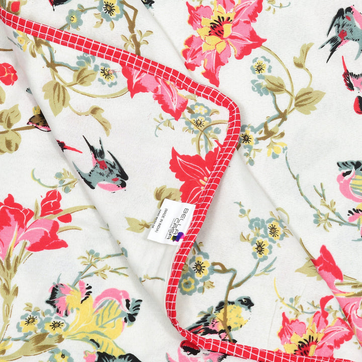 Bella Casa Fashion & Retail Ltd Dohar 60 X 90 Inch / Multi / Cotton Single Cotton Dohar/AC Blanket Cotton | Multi Colored Reversible Floral Printed | Size: 152 X 228 CM - Lotus Bloom Collection