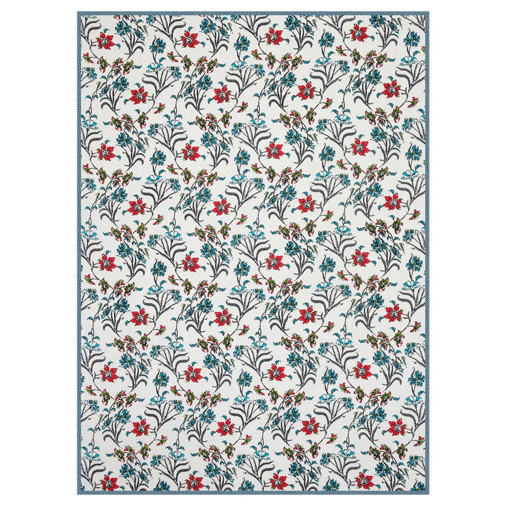Bella Casa Fashion & Retail Ltd Dohar 60 X 90 Inch / Red & Blue / Cotton Single Cotton Dohar/AC Blanket Cotton | Red & Blue Colored Reversible Floral Printed | Size: 152 X 228 CM - Lotus Bloom Collection