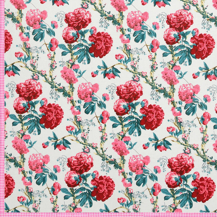 Bella Casa Fashion & Retail Ltd Dohar 60 X 90 Inch / Red & Green / Cotton Single Cotton Dohar/AC Blanket Cotton | Red & Green Colored Reversible Floral Printed | Size: 152 X 228 CM - Lotus Bloom Collection