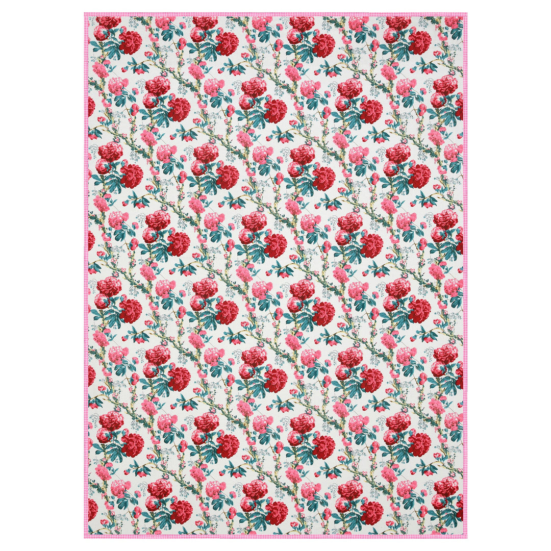 Bella Casa Fashion & Retail Ltd Dohar 60 X 90 Inch / Red & Green / Cotton Single Cotton Dohar/AC Blanket Cotton | Red & Green Colored Reversible Floral Printed | Size: 152 X 228 CM - Lotus Bloom Collection