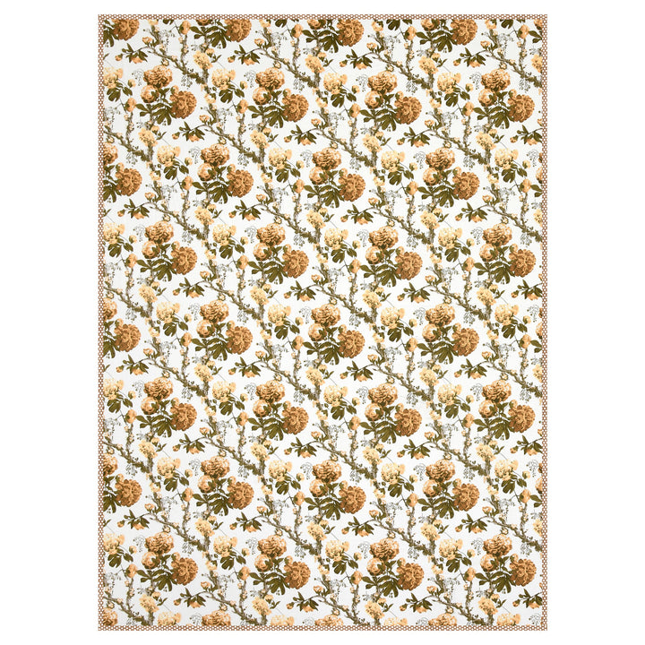 Bella Casa Fashion & Retail Ltd Dohar 60 X 90 Inch / Yellow & Brown / Cotton Single Cotton Dohar/AC Blanket Cotton | Yellow & Brown Colored Reversible Floral Printed | Size: 152 X 228 CM - Lotus Bloom Collection