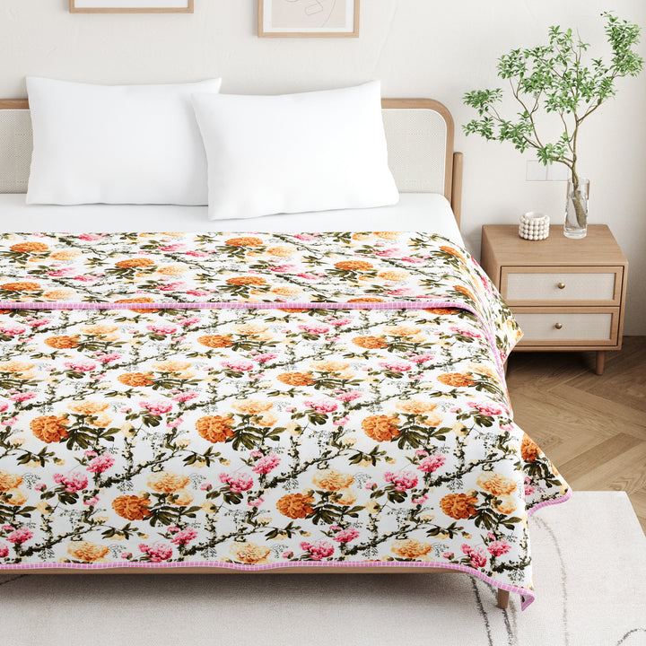 Bella Casa Fashion & Retail Ltd Dohar 90 X 100 Inch / Multi / Cotton Double Dohar/AC Blanket Cotton | Multi Colored Floral Printed | Size: 228 X 254 CM - Jaipuri Jharokha Collection