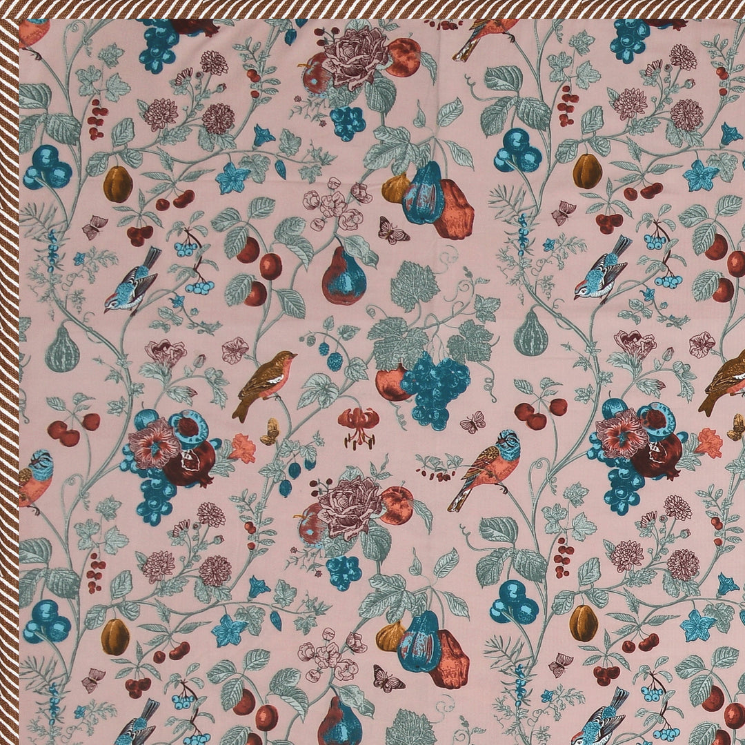 Bella Casa Fashion & Retail Ltd Dohar 90 X 100 Inch / Peach & Blue / Cotton Double Dohar/AC Blanket Cotton | Peach & Blue Colored Floral Printed | Size: 228 X 254 CM - Jaipuri Jharokha Collection