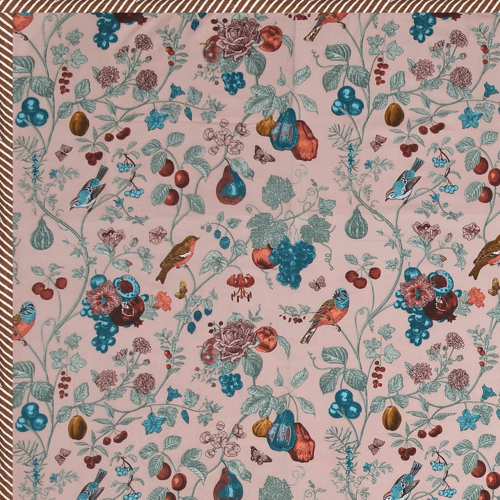 Bella Casa Fashion & Retail Ltd Dohar 90 X 100 Inch / Peach & Blue / Cotton Double Dohar/AC Blanket Cotton | Peach & Blue Colored Floral Printed | Size: 228 X 254 CM - Jaipuri Jharokha Collection
