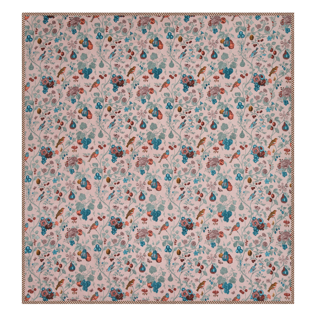 Bella Casa Fashion & Retail Ltd Dohar 90 X 100 Inch / Peach & Blue / Cotton Double Dohar/AC Blanket Cotton | Peach & Blue Colored Floral Printed | Size: 228 X 254 CM - Jaipuri Jharokha Collection