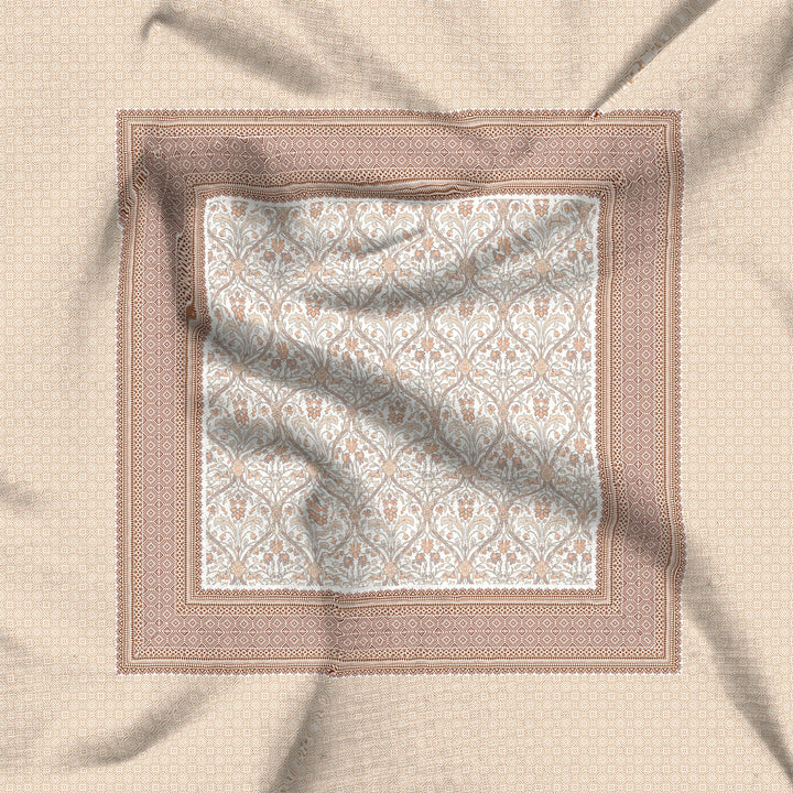 Bella Casa Fashion & Retail Ltd  Double Premium Bedsheet Set 100 % Cotton Super King Size with 2 Pillow Covers Floral Ethnic Design Beige Colour - Rajputana Designer Collection