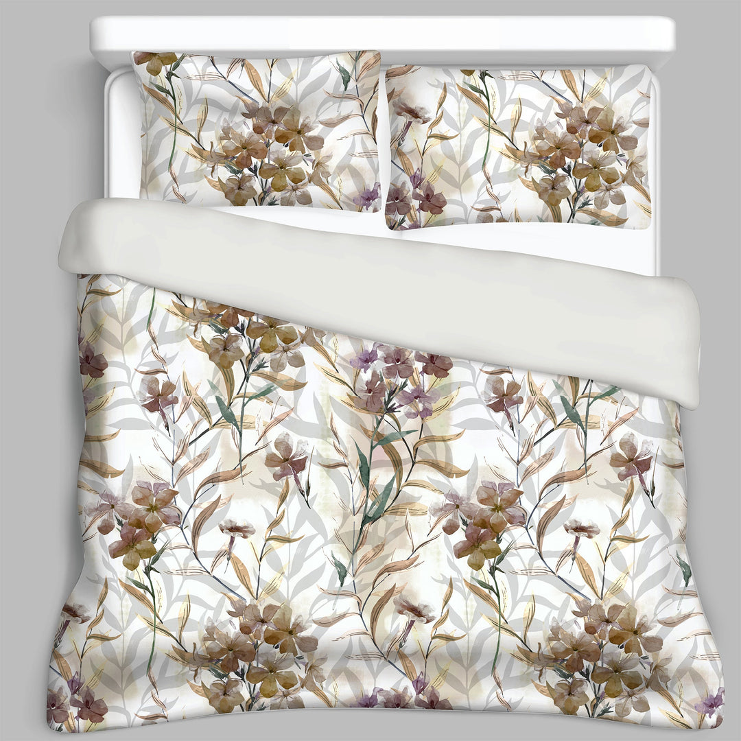Bella Casa Fashion & Retail Ltd  Double Premium Bedsheet Set 100 % Luxury Cotton Super King Size with 2 Pillow Covers Floral Design Brown Colour - Impression Designer Collection
