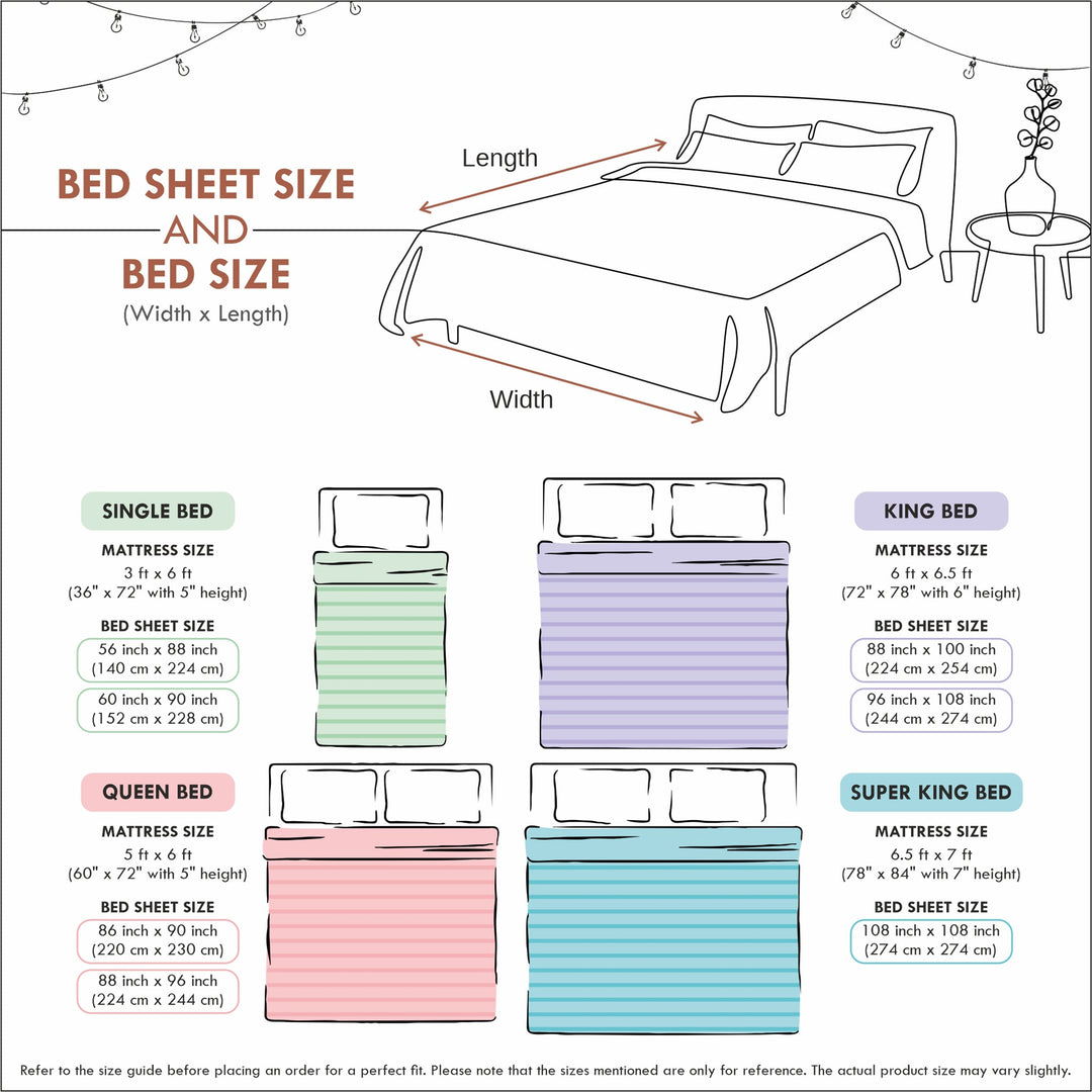 Bella Casa Fashion & Retail Ltd  Double Queen Size 100% Cotton Bedsheet Set with 2 Pillow Covers Check Grey/Brown Colour - Radiant Collection