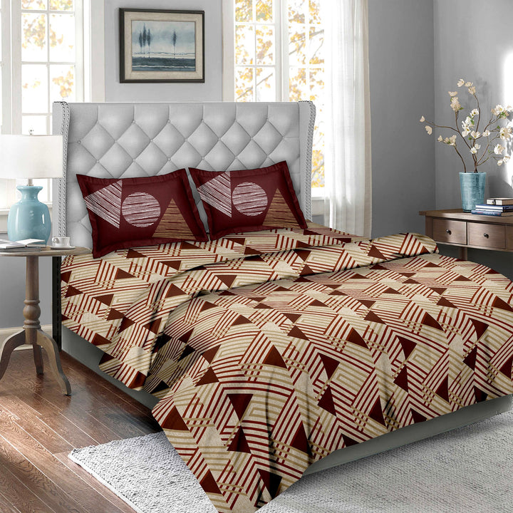 BELLA CASA FASHION Bedding Set Bella Casa Majestic 4 PC Set( Double Bedsheet Set & Double Quilt) Brown Colour (Product Wholly Made Out of Quilted Textile Material)