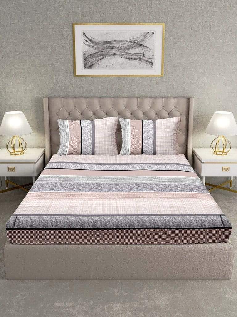 BELLA CASA FASHION BEDSHEET Blueberry Double Bedsheet Set Super King Size 180 TC Cotton Grey Colour