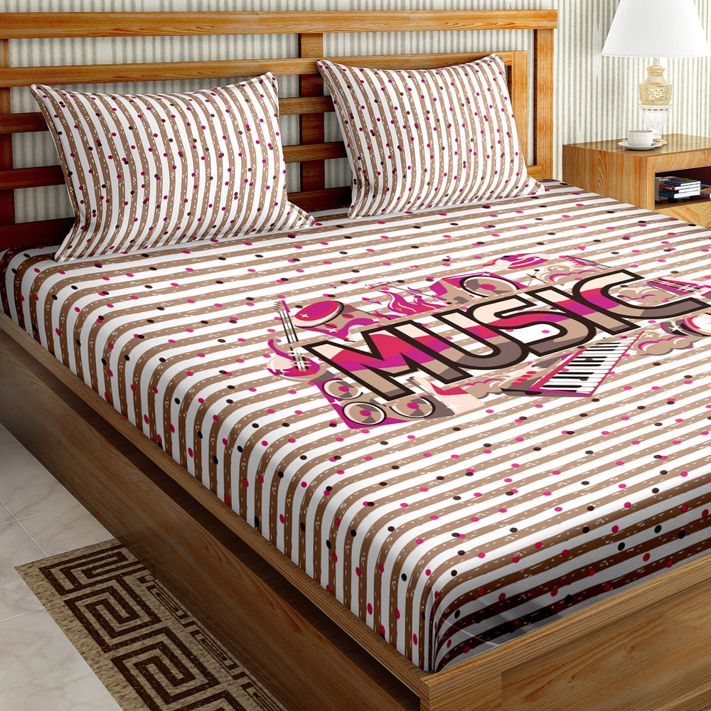 BELLA CASA FASHION BEDSHEET Double Bedsheet Set King Size Cotton Dark Pink Colour - Mysterious Collection