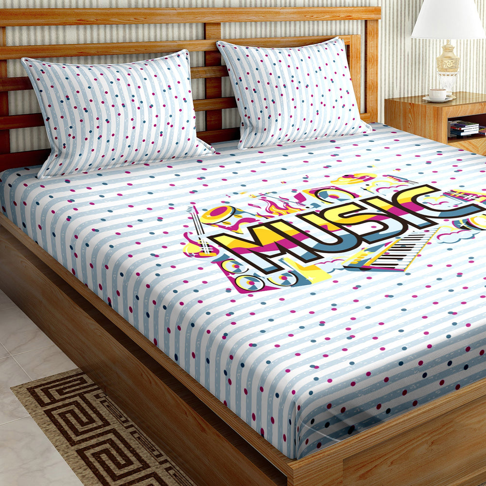 BELLA CASA FASHION BEDSHEET Double Bedsheet Set King Size Cotton Multi Colour - Mysterious Collection