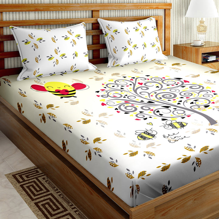 BELLA CASA FASHION BEDSHEET Double Bedsheet Set King Size Cotton Multi Colour - Mysterious Collection