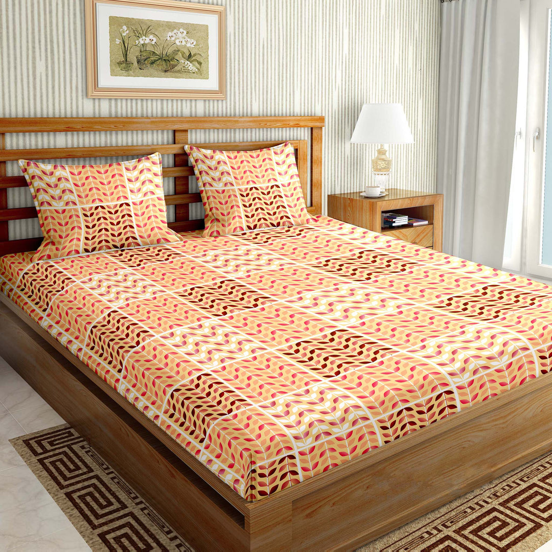 BELLA CASA FASHION BEDSHEET Double Bedsheet Set King Size Cotton Orange Colour - Mysterious Collection