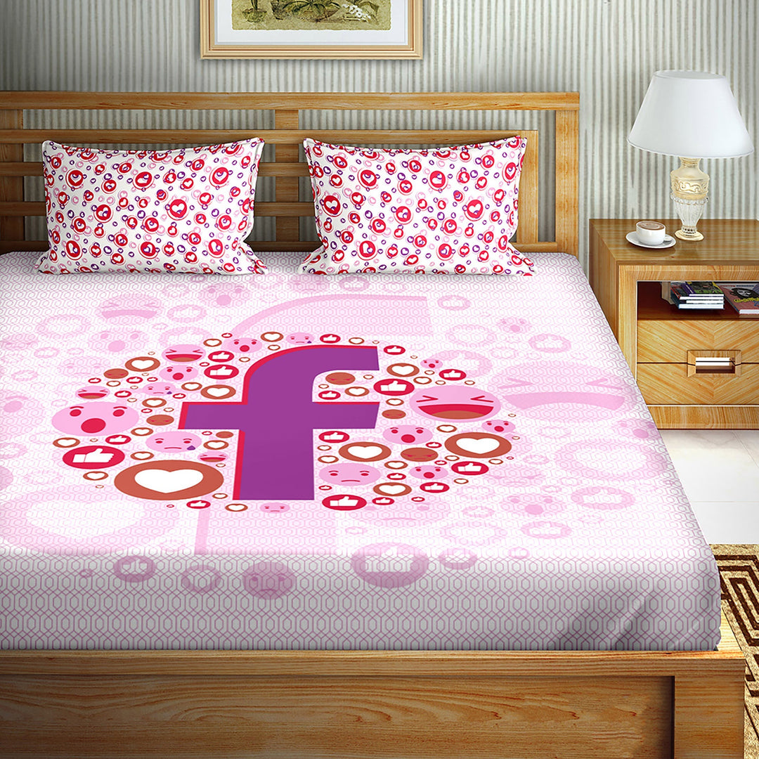 BELLA CASA FASHION BEDSHEET Double Bedsheet Set King Size Cotton Pink Colour - Mysterious Collection